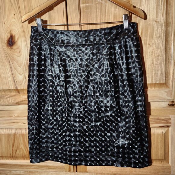 Solitaire by Ravi Khosla black geometric print skirt medium - Picture 2 of 7